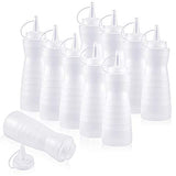 Kingrol 10 Pack 16 Ounces Plastic Squeeze Squirt Condiment Bottles with Twist On Cap Lids, Anti-slip Squirt Bottle for Sauces, Salad, Oil, Art