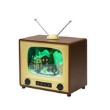 Moments in Time Brown Retro Vintage Music TV Box with Animated Christmas Tree, Christmas Tabletop Decor with LED Lights, Christmas Music, and Animation - Battery Operated (not Included)