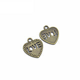 MagiDeal LOVE on the Heart Charms - 20x18mm - Metal Antique Bronze, Silver, Gold, Rose gold Colors,