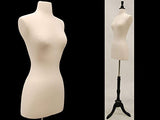 (JF-F2/4W+BS-02BKX) Roxy Display New White Female Dress Form Body Form with Base and Necktop Size 2-4 34" 22" 34" (BS-02BKX, White)
