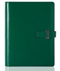CAGIE 6 Ring Binder A5 Notebook Faux Letaher Cover Loose Leaf Journal 160 Pages Spiral Lay Flat Refillable Journal 6.7 in x 9 in Green