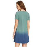 Romwe Women's Tunic Swing T-Shirt Dress Short Sleeve Tie Dye Ombre Dress Green Small