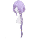 ANOGOL Wig Cap+Purple Short Bob Wigs with Braided for Lolita Cosplay Wig for Girls Anime Wig Hair