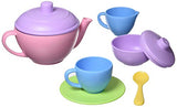 Green Toys Tea Set, Pink 4C - 17 Piece Pretend Play, Motor Skills, Language & Communication Kids Role Play Toy. No BPA, phthalates, PVC. Dishwasher Safe, Recycled Plastic, Made in USA.
