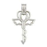 10 pcs Love's Bow And Arrow Pendant Pearl Beads Cage Locket Charms Essential Oil Aromatherapy