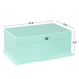 SONGMICS Girls Jewelry Box with Ballerina, Wooden Musical Case with Large Mirror, 10.4"l x 6.9"w x 4.6"h, turquoise