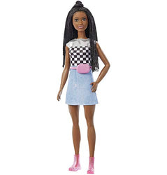 Barbie Doll (11.5-in, Brunette Braided Hair) Wearing Shimmery Top, Skirt & Accessories, Gift for 3 to 7 Year Olds