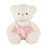 DOLDOA Cute Teddy Bear with Pink Dress Small Stuffed Animal Plush Teddy Bear Toy Off-White 17.5 inch