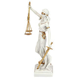 Design Toscano Themis Blind Lady of Justice Statue Lawyer Gift, 13 Inch, Bonded Marble Polyresin, White