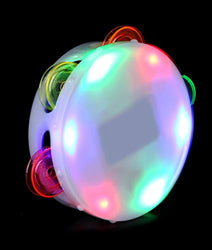 Fun Central LED Light Up Round Tambourine - Musical Instrument Toy for Kids & Toddlers