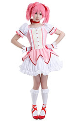 Miccostumes Women's Full Set Madoka Kaname Cosplay Costume Dress with Accessories (Pink, Large)