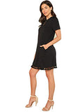 Romwe Women's Summer Short Sleeve Pocket Tassel Hem Loose Tunic T-Shirt Dress Black M