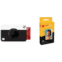 Kodak 2"x3" Premium Zink Photo Paper (100 Sheets) & Printomatic Digital Instant Print Camera - Full Color Prints On ZINK 2x3" Sticky-Backed Photo Paper (Black) Print Memories Instantly