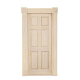 BARMI 1:12 Mini Wood Door Unpainted DIY Miniature 6 Panels Front Door for Kids Dollhouse,Perfect DIY Dollhouse Toy Gift Set Wood