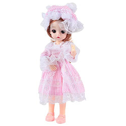 Menolana 30cm Bjd Simulation Mini Fashionable 1/6 Doll Toy Makeup Toy Dresses Dress , Pink