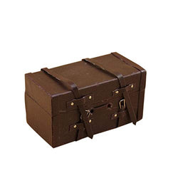 HotMall 1:12 Doll House Miniature Vintage Wood Faux Leather Suitcase Mini Luggage Box - Brown