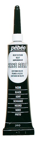Pebeo Vitrail Stained Glass Effect Cerne Relief 20-Milliliter Tube with Nozzle , Black