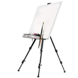 Walimex pro Aluminium Studio Easel XL 180 cm - Large Easel with Wide Range of use, for Canvas up to 140cm Height and 4cm Depth, only 1,12kg, Holder for Colours, Brushes, incl. Bag