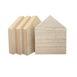 6 Inch 4 Pieces Unfinished Wooden House Shaped Blocks for Crafts Blank Wood House Freestanding,1 Inch Thick MDF