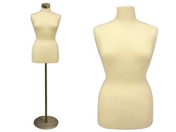 (Jf-f14/16w+BS-04) Roxy Display Female Body Form white with round metal base+Cap fabric. solid foam.