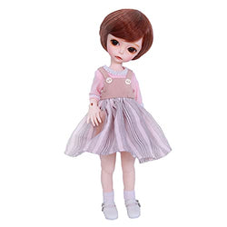FEENGG BJD Doll 1/6 SD Ball Joint Doll Full Set Clothes Makeup Wig Big Eyes Round Hair DIY Toy Child Birthday Festival Gift