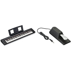 Yamaha NP32 76-Key Lightweight Portable Keyboard, Black & FC4A Assignable Piano Sustain Foot Pedal,MultiColored