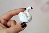 Miniature Swan Cotton Felt Bird, Dollhouse Decor Toy BJD Doll Accessories 1.8