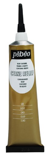 Pebeo Vitrail Stained Glass Effect Cerne Relief 37-Milliliter Tube with Nozzle , Gold