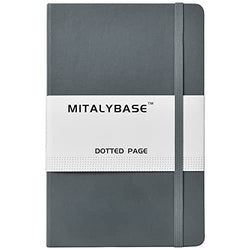 Dotted Classic Hard Cover Notebook - Mitalybase Large 5.4 x 8.3 inches, Thick Paper, 192 Pages, Journal (Gray, Dotted)