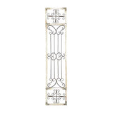 Deco 79 Wood Scroll Distressed Door Inspired Ornamental Wall Decor with Metal Wire Details, 16" x 1" x 72", Gray