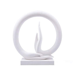 Carefree Fish Starry White Buddha Hand Statue Yoga Decoration Minimalist Sandstone Art Collection Desk Ornament(The Base is Made with Buddha Hand)
