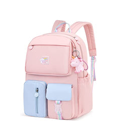 KEBEIXUAN Backpacks for Girls kids Fashion Laptop Backpacks 15.6 Inch School Bag with Cute Pendant(Pink)