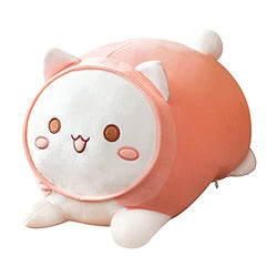 Auspicious beginning Stuffed Animal Cat Plush Toy Anime Cute Kitten Kawaii Plushie Kitty Soft Pillow, Plush Toy Gifts for Boys Girls (Pink-cat, 15.7")