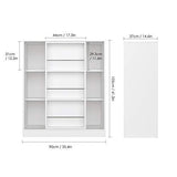 Homfa Kids Bookcase 3 Tier, Toy Organizer Cabinet with Sliding Book Shelf, Free Standing Display Storage Shelves Kid's Room Furniture, White