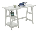 Convenience Concepts Designs2Go Trestle Desk with Shelves, White