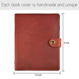 Leather Hardcover Notebook Refillable - 9" x 7.5" inch A5 Leather Writing Journal with Lined,Handmade Vintage 6 Ring Binder Travel Journal Diary Organizer with Pocket and for Men|Women|Work|Gift-Red