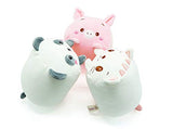 Plush Toys Set, 3Pcs Stuffed Animals with Panda, Pig and Cat, Creative Decoration Cuddly Plush Pillows 9" for Kids Girls Boys (Panda/Pig/Cat)