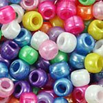 Bright Pearl Multicolor Mix Plastic Pony Beads 6x9mm, 500 beads bulk bag