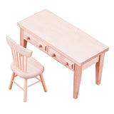F Fityle 1:12 Dollhouse Miniatures Unpainted Table and Chair Model Room DIY Ornaments