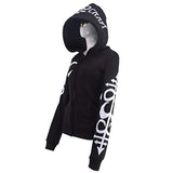 LISTHA Womens Loose Gothic Punk Long Sleeve Hooded Print Black Cardigan Jacket Coat