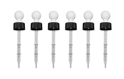 Greylock Apothecary 1 mL Dropper Pipette Sets of 2, 6, 12 Calibrated Glass Pipettes - Ergonomic Bulb Design for Full Draws Every Time - 0.1 mL Increments for Precise Measurements - 6 Pack