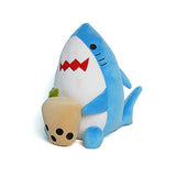 Avocatt Boba Shark Plush Toy - 9 Inches Shark Plushie Stuffed Animal - Hug and Cuddle with Squishy Kawaii Cute Japanese Anime Style Gift - Ice Bubble Milk Tea Shark Gift for Boys and Girls