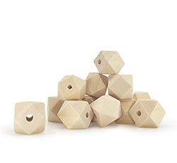 30 Unfinished Wood Beads 20mm 6/8 Inch Geometric Faceted Wood Bead with 4.2mm Hole