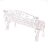 Dollhouse Furniture 1:6 Scale Miniature Modern Styled Garden Patio Park Bench Garden Decor - White