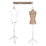Female Dress Form Mannequin Torso with Adjustable Tripod Stand Mannequin Body for Clothing Display, Yellow Flower