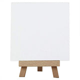 MEEDEN 24Pack 4 by 4 Inch Mini Canvas Panels Combined with 3 by 5 Inch Beech Wood Easels Set for Paintings Craft Small Acrylics Oil Projects