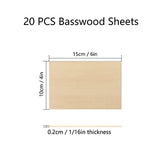 20Pack Basswood Sheets 6 x 4 x 1/16 Inch Unfinished Plywood Sheets for Crafts DIY Architectural Models Drawing Painting Wood Engraving Wood Burning Laser Scroll Sawing