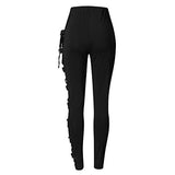 Plus Size Womens Pants Gothic Criss Cross Lace Up Buckle Strap Skinny Leggings Steampunk Ladies Trouser Black