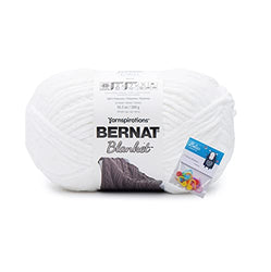 Bernat Blanket Yarn - Big Ball (10.5 oz) - White - Bundle with Bella's Crafts Stitch Markers