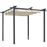 ECOTOUGE 10 x 10 Pergola for Outdoor, Retractable Pergola Canopy Sun Shade(UV Resistant & Waterproof), Aluminum & Iron Frame Modern Metal Pergola for Garden, Porch, Beach, Yard (Beige)